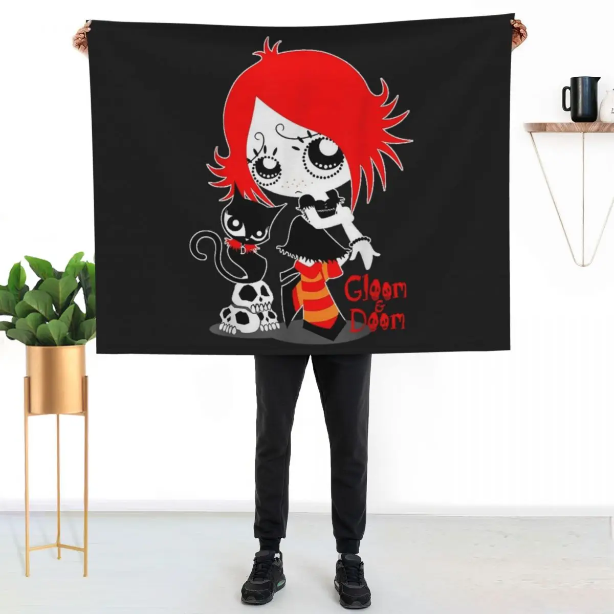 

RUBYS GLOOMS AND DOOM KITTY Throw Blanket Cozy Warm Blanket for Bed Room Decor