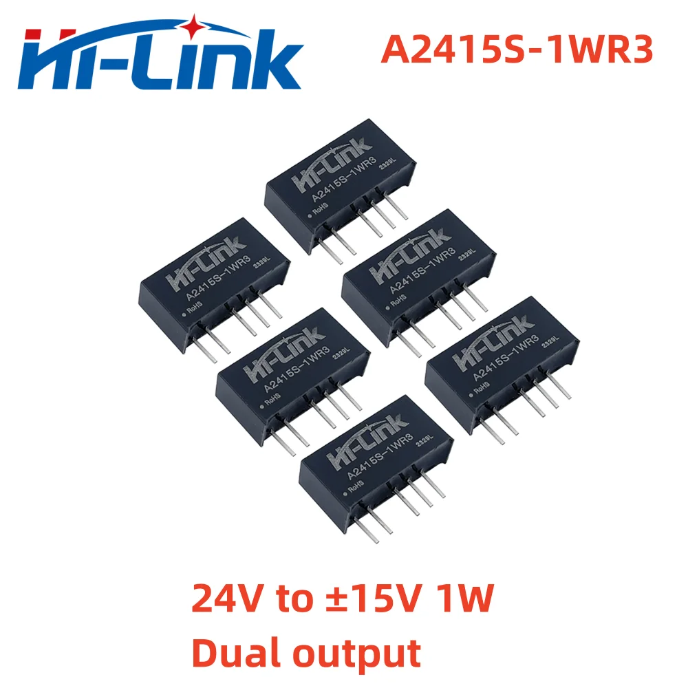 Hilink 2pcs/Lot A2415S-1WR3 ±15V ±34mA DC DC dual output Isolated Power Supply Module High efficiency Low Ripple