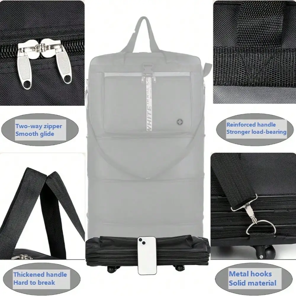 42 Inch Expandable Large Travel Duffel Bag With 5 360° Spinner Wheels & Lock & 2 Straps- Oxford Waterproof Foldable Suitcase Collapsible Luggage