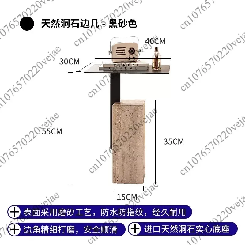 

Natural travertine edge sofa Internet celebrity INS minimalist marble square cream small coffee table bedside table