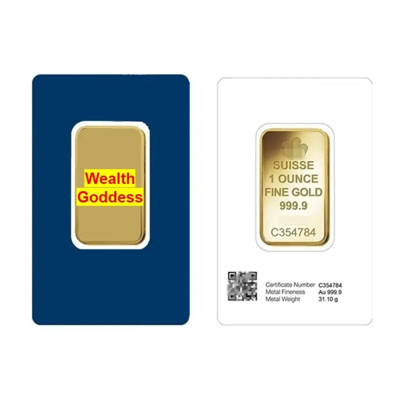 

Non-magnetic 1oz Gold Bar Gold Bullion 24k Gold Plated Brass Core Crafts Holiday Gifts Decoration