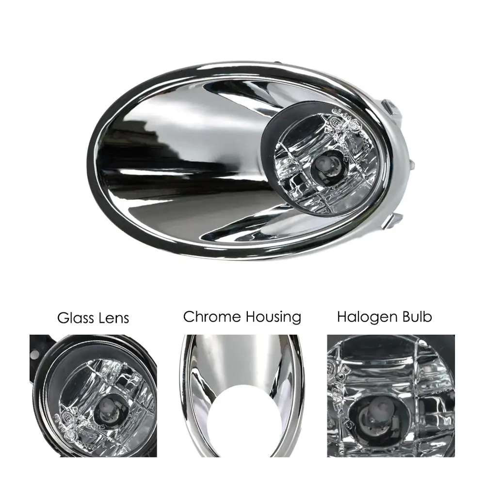 For Nissan QASHQAI J10 2011 2012 2013 DULIAS Fog Light Assembly Lamp Cover Bumper Chrome Car