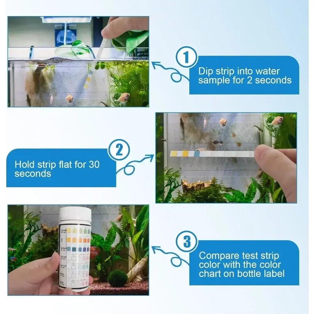 수족관 테스트 스트립 민물 수영장 수족관 물 pH 테스트 스트립 수질 물고기 탱크 테스트 ... - 2