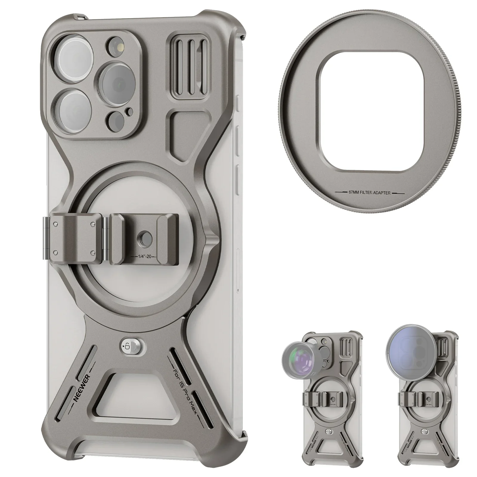 

NEEWER PA067/PA068 15 Pro/Pro Max Phone Cage Rig Mobile Phone Video Cage LiteArmor Metal Frame Smartphone Video Rig