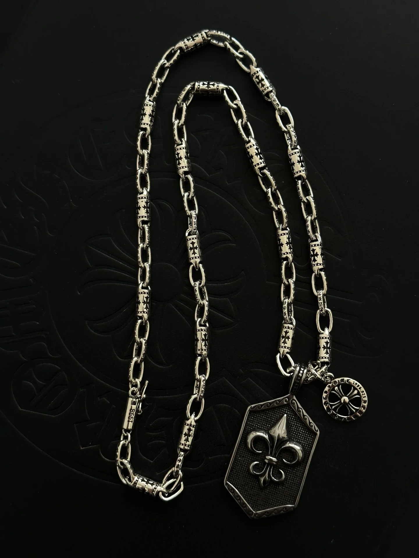 S925 Sterling Silver Rhombus Square Brand Charm Anchor Couple Pendant Necklace Personalized Punk Round Brand Cross CH Pendant