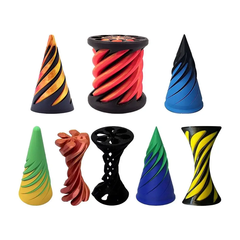 3D Printed Spiral Cone Fidget Toy Vortex Thread Illusion Pyramid Passthrough Sculpture Spiral Cone Decompression Kids Gift