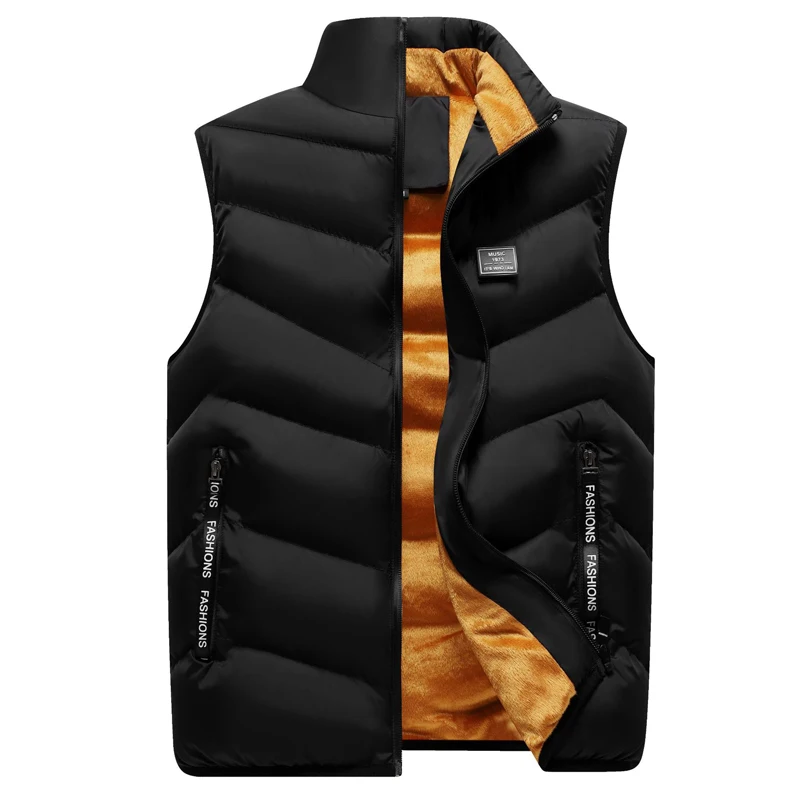 Autumn Winter Men Padded Vest Man Fleece Warm Waistcoats Classical Men Thick Windbreaker Sleeveless Jacket Large Size Clothing