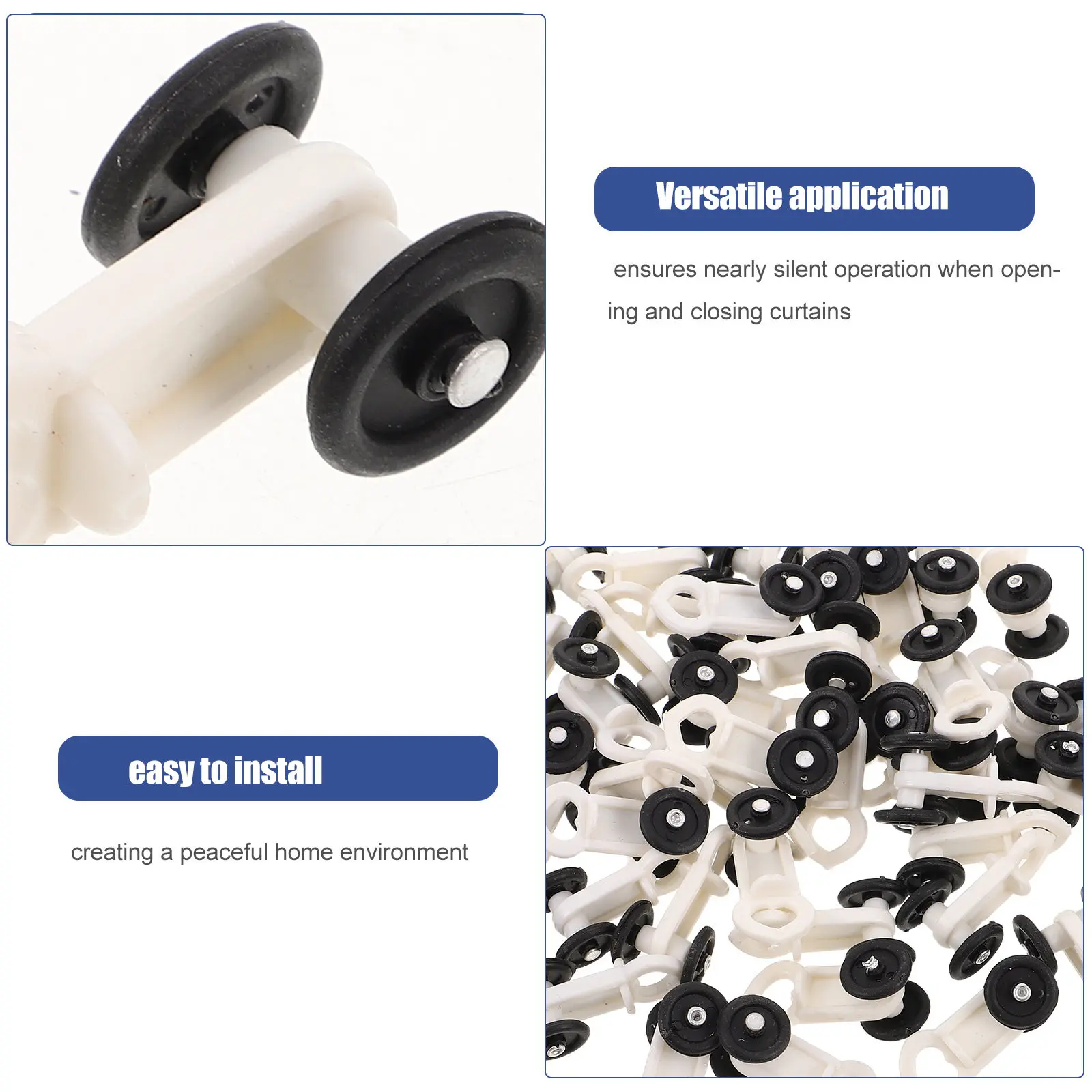 50Pcs Curtain Track Gliders Plastic Rail Pulley 13Mm Wheel Diameter Smooth Sliding Curtain Rollers for Bedroom Living Room