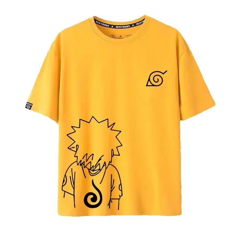 Image of Reines Baumwoll-Kinder-T-Shirt Trendige Marke Naruto Anime-Motiv Bedrucktes Eltern-Kind-Outfit Neues Lässiges Rundhals-T-Shirt