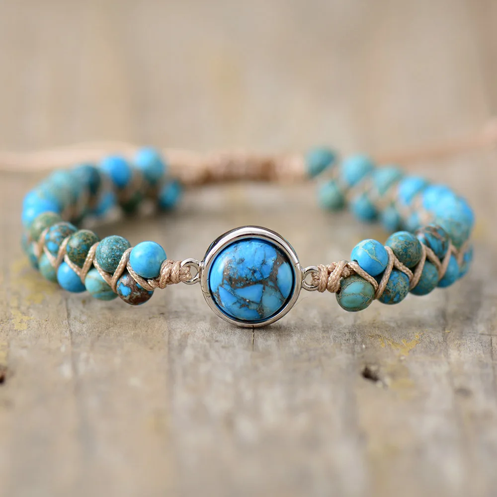 

AliExpress Hot-selling Emperor Stone Peach Heart-shaped Double-layer Hand-woven Bracelet Adjustable Bracelet