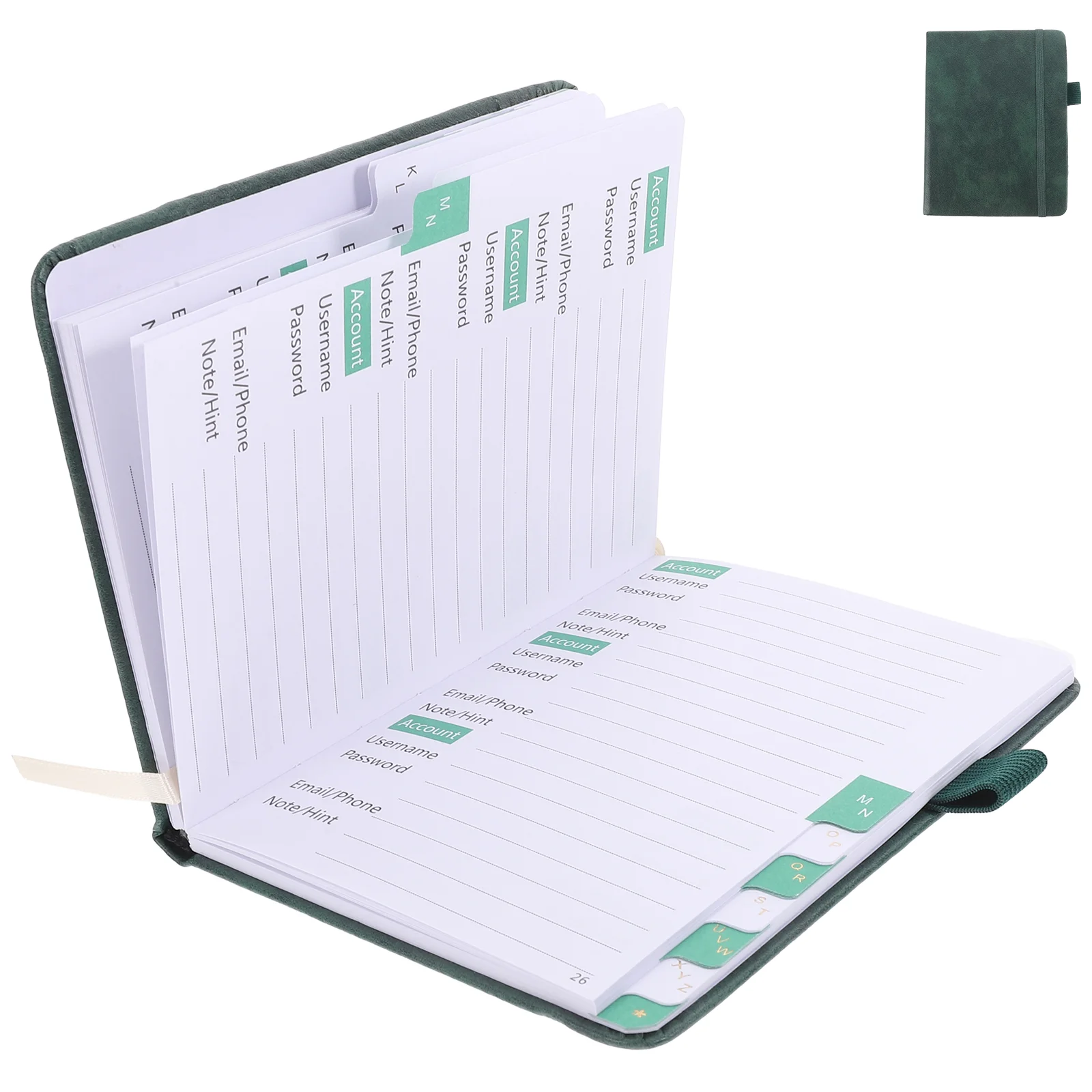 Organizador de livro telefônico para endereços Simplified Password Green Mini Office O Notebook