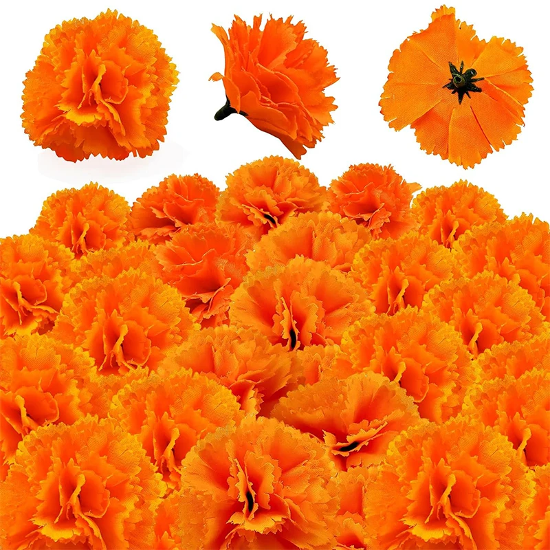 

10/20Pcs Artificial Marigold Flower Head Silk Artificial Flowers for Home Room Decor Wedding Decoration DIY Wreath Accessories