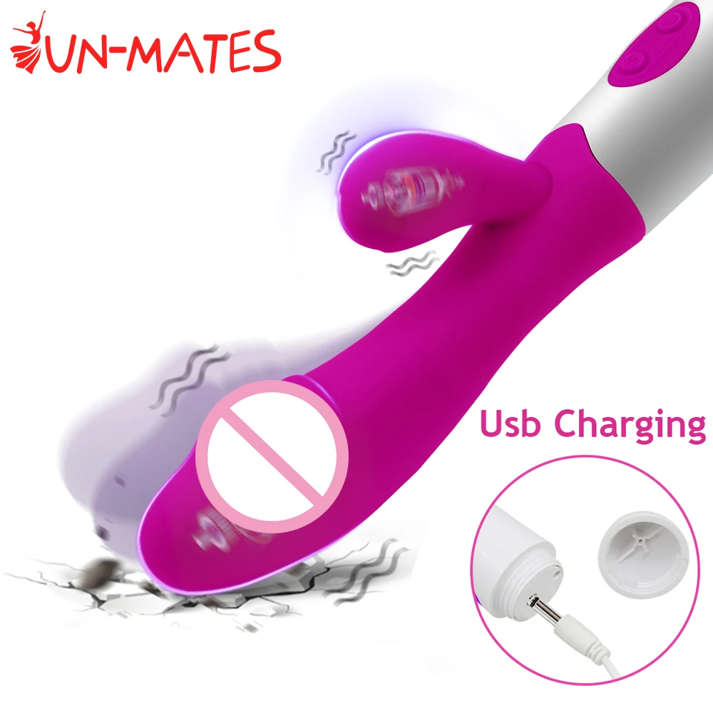 Rechargeable Dildo Rabbit Vibrator Dual Vibration G Spot Vagina Massager AV Stick Clitoris Sex Toys for Women Female Masturbator