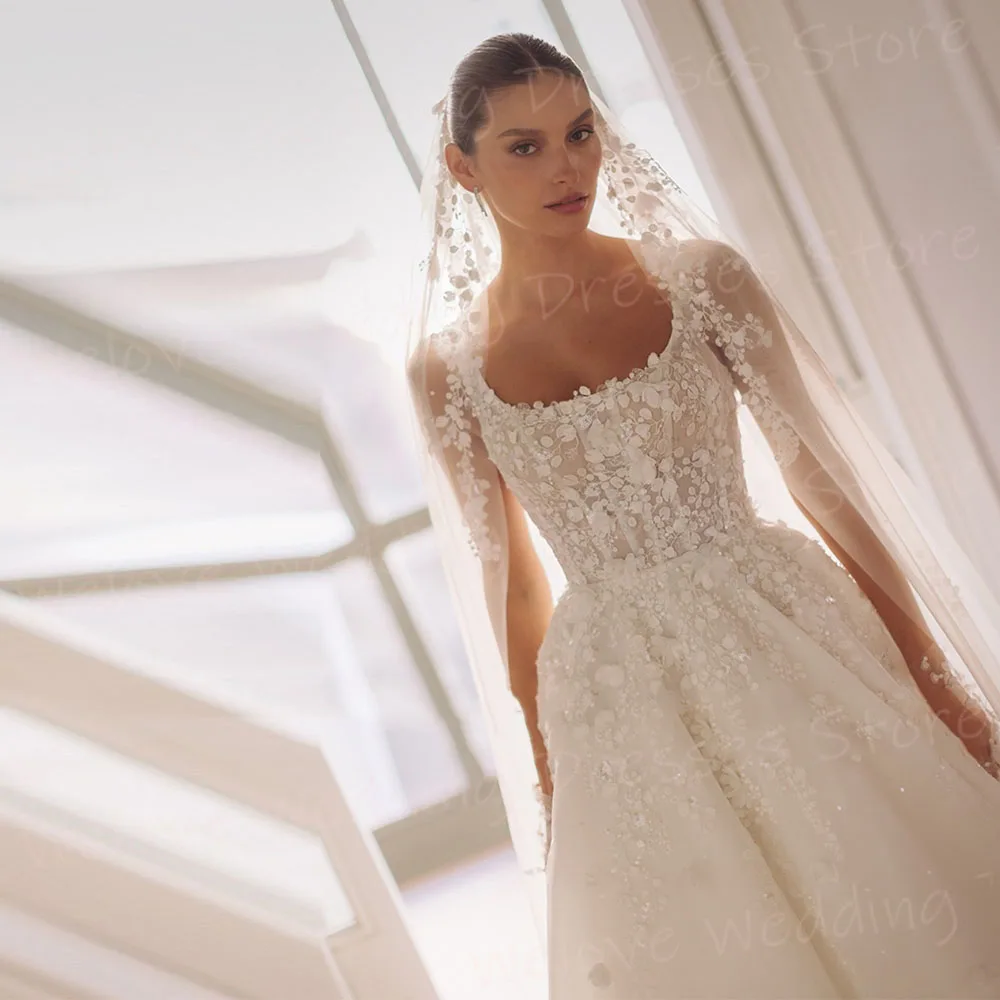 Exquisite A-Linie Brautkleider für Damen, Spitze, Applikationen, Vestidos De Novias De Boda, individuelle Brautkleider, ärmellos, Vestidos