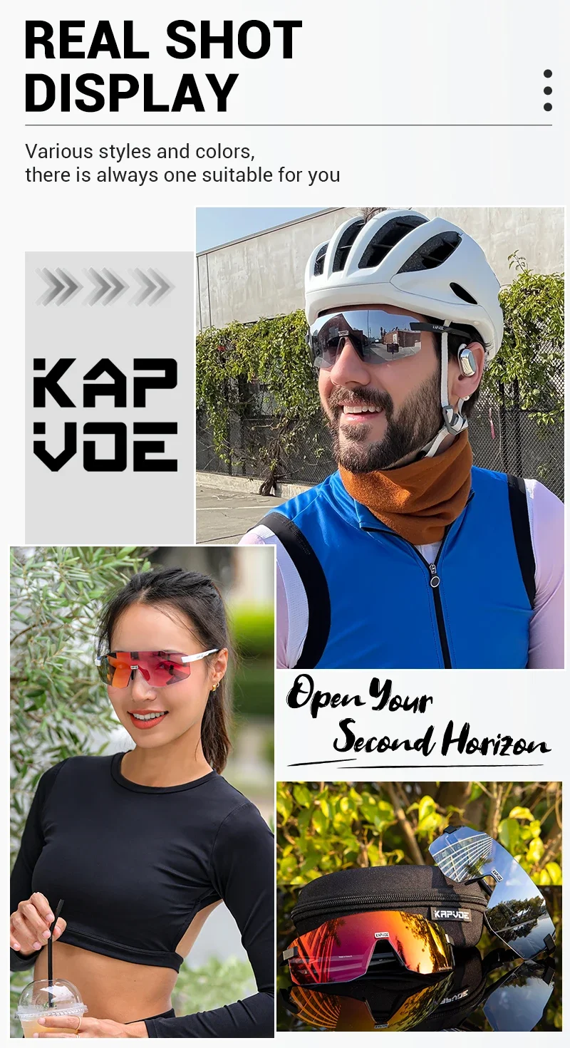 Kapvoe HD UV400 Photochrome Radfahrbrille Marathon-Fahrbrille Leichte Fahrrad-MTB-Sportbrille Winddichte Sonnenbrille – Detail 12
