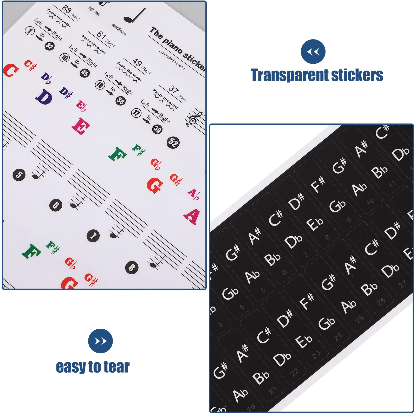 

Piano Stickers Labels Musical Keyboard Note Decals Notes Accessories