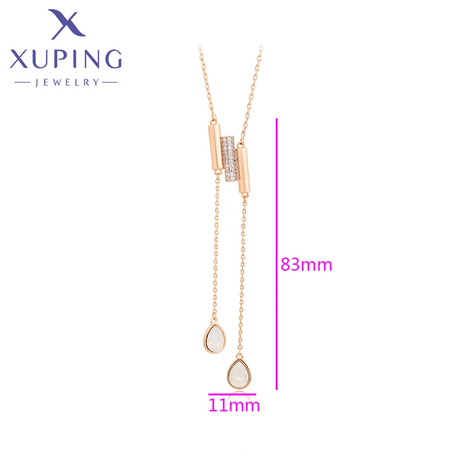 Xuping Jewelry Fashion Waterdrop Stone Charm Crystal Pendant Necklace for Women Party Birthday Christmas GiftX000656300