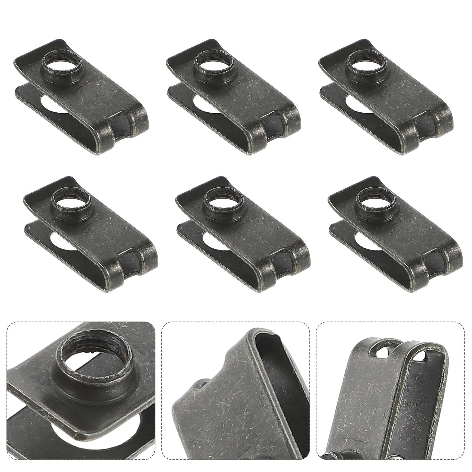 50Pcs M6 Black Self-Tapping License Plate Screw Base with Quick Clip Iron Mounting Clips for Front Rear Auto Theft-Proof Number