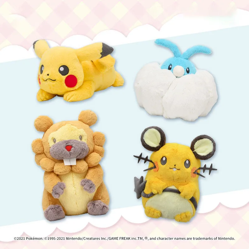 Goods in Stock Original Pokemon Dedenne Pikachu Swablu Bidoof Cartoon Anime Figure Stuffed  Pillow Toys Holiday Gifts