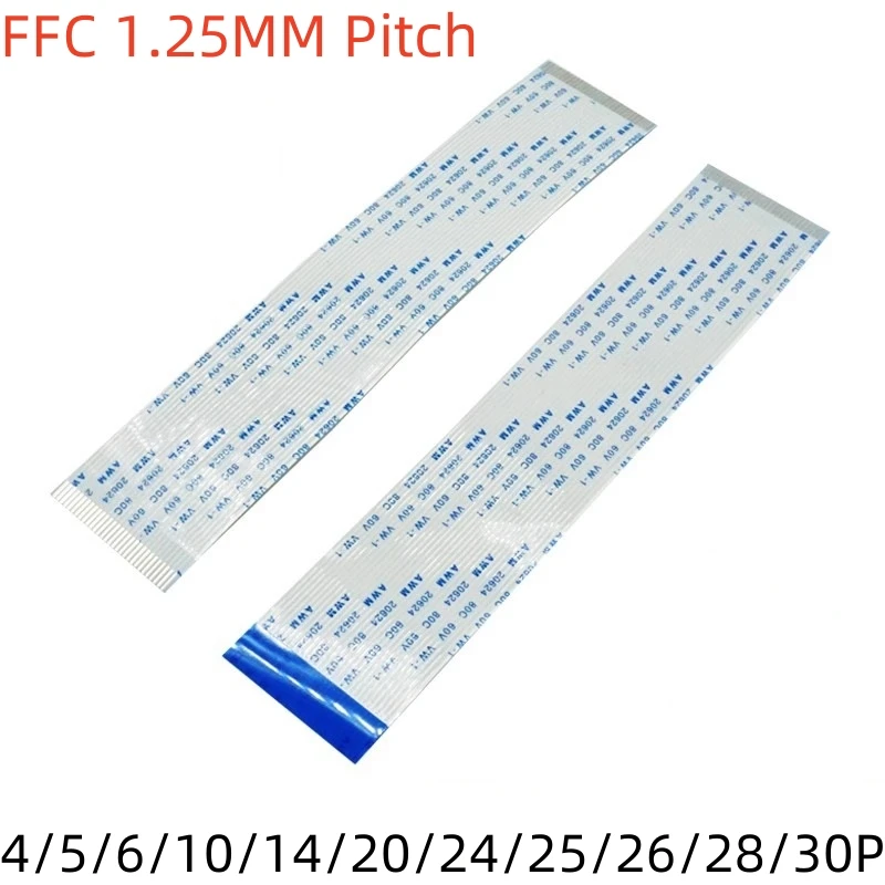 

2PCS 1.25MM pitch FFC/FPC flexible cable AWM 20624 80C 60V VW-1 flat cable 4/5/6/10/14/20/24/25/26/28/30P