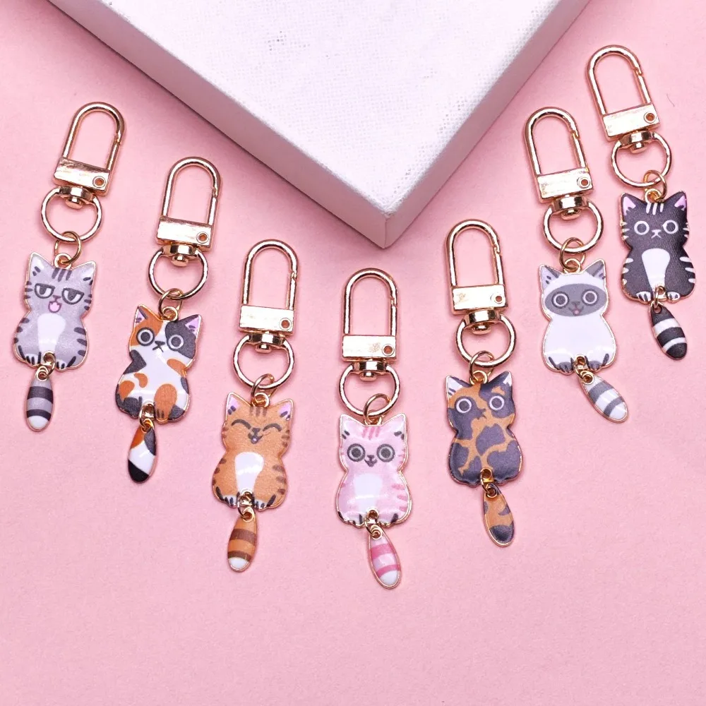 

Popular Cute Cartoon Alloy Dripping Kawaii Kitten Pendant Keychain Jewelry Mobile Phone & Bag Charm Keyring Creative Gift