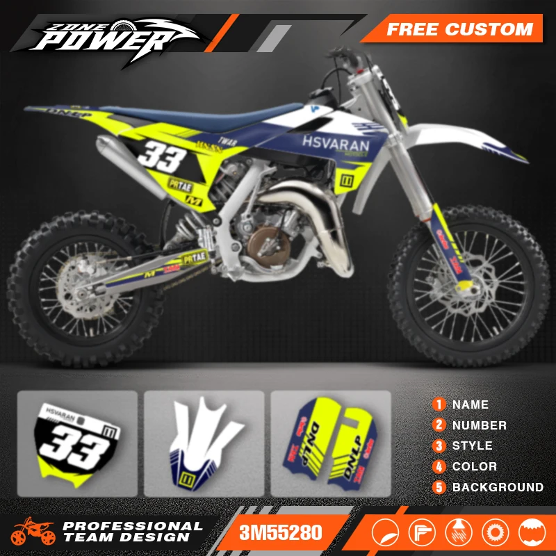 

Полный набор графических наклеек Powerzone для Husqvarna TC65 TC 65 2016-2023, 65 куб.см, наборы наклеек, номер, имя на заказ