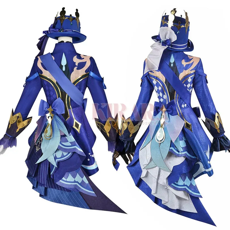 

CyFurina Cosplay Black Costume Wig Hair Focalors Cosplay White Costumes with Hat for Women Comic Con Party Role Play Outfits