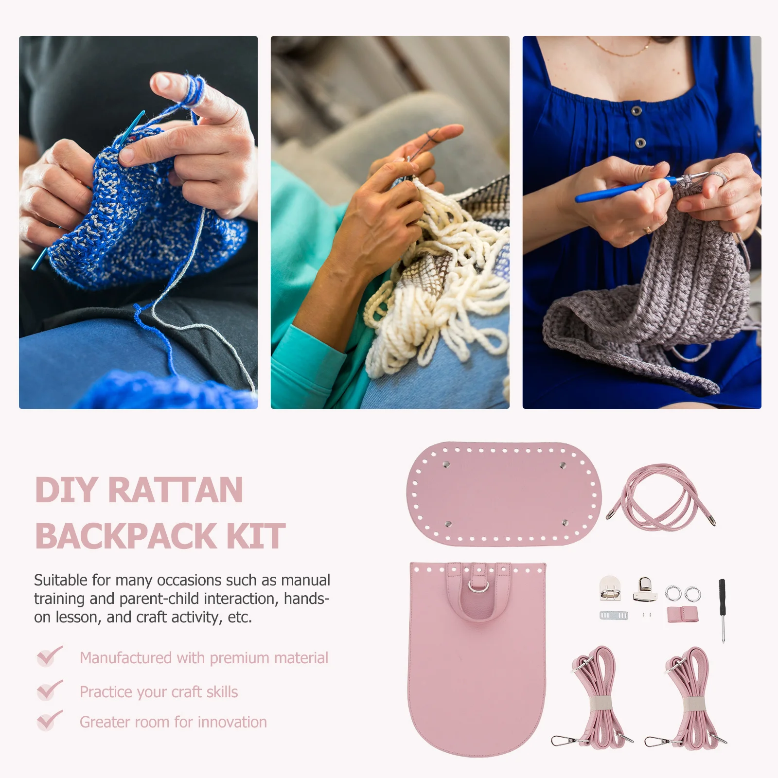 

DIY Backpack Making Kit PU Handbag Materials Shoulder Bag Tote Accessories Crafting Set Fashionable Style Reliable Use