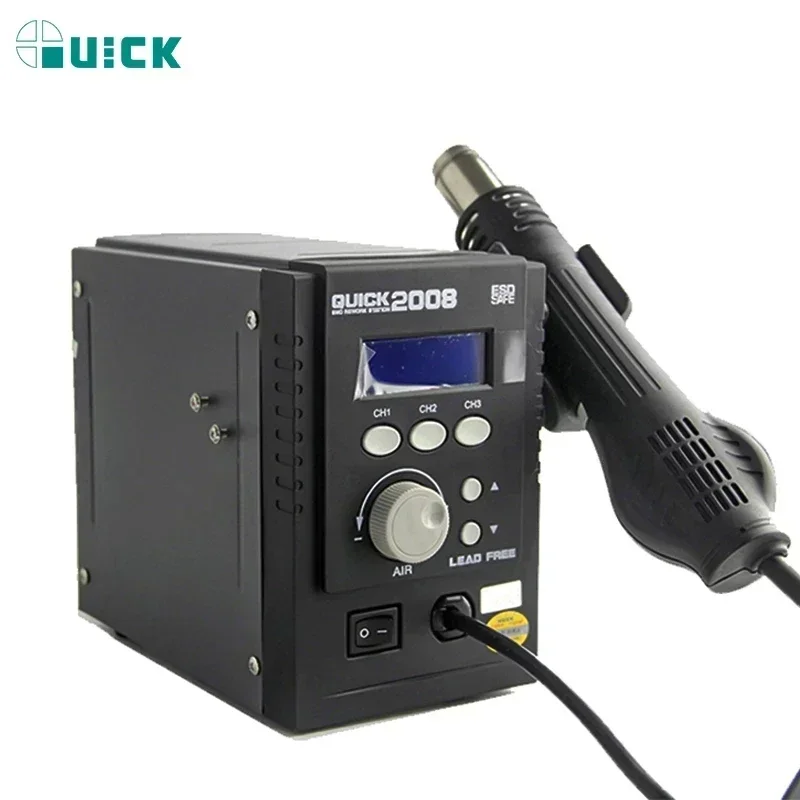 QUICK 2008 Original ESD Lead-Free Digital Display Heat Gun Welding Rework Soldering Station Maintenance Air Gun Mobile Phone