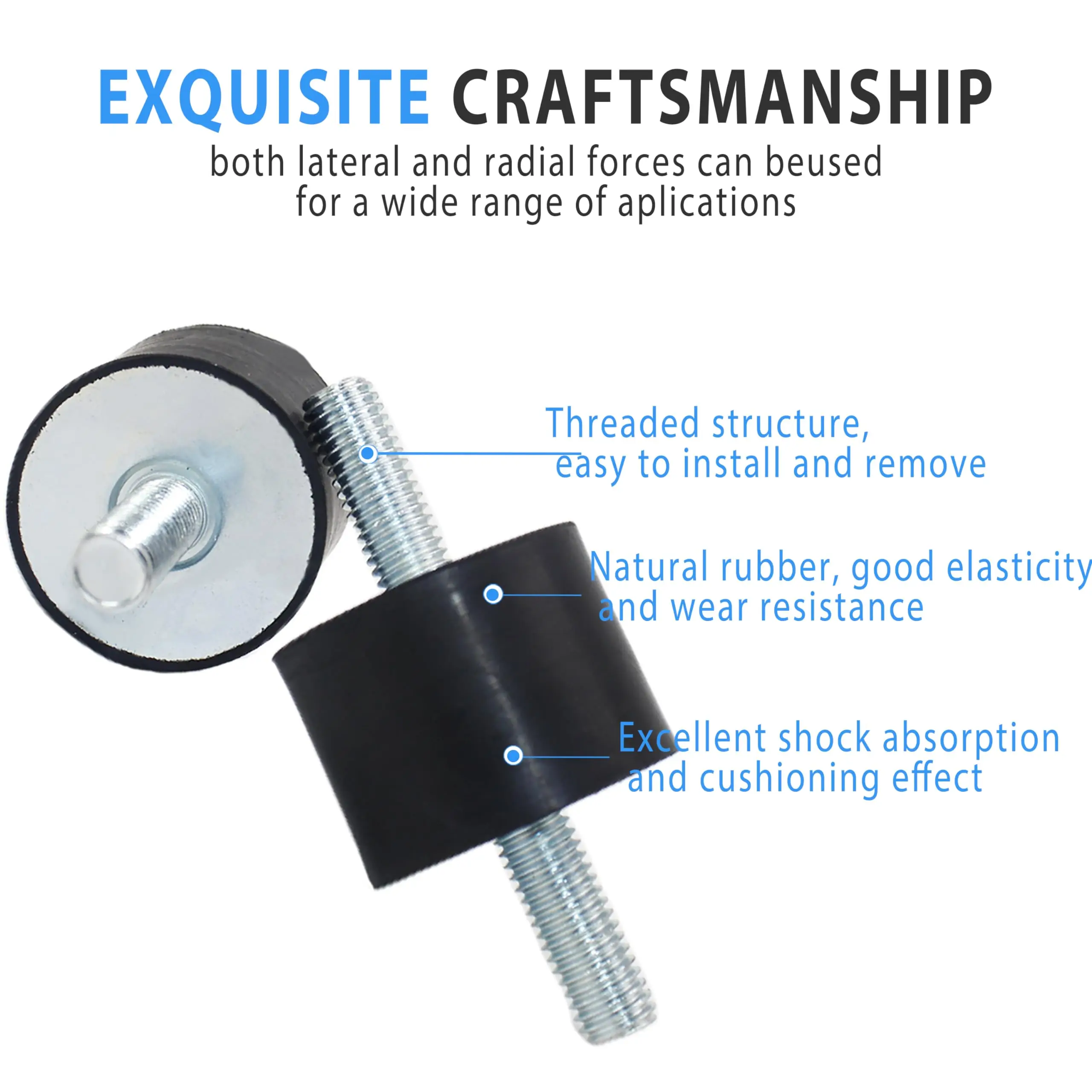 Engine Mount Shock Absorber with Rubber Damping for Improved Noise Control and Equipment Stability in Multiple Applications