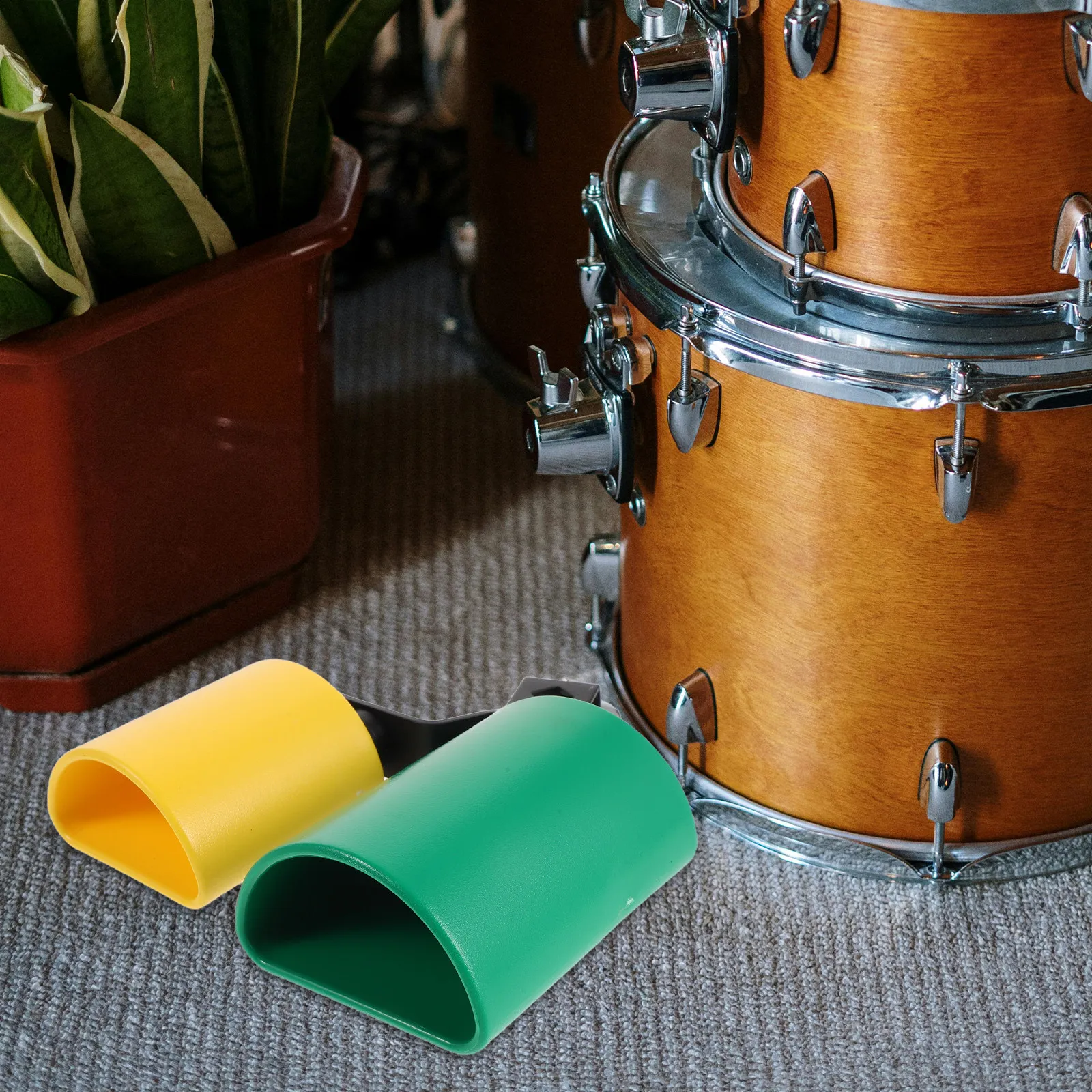 Bicolor Dual Tone Cowbell High and Middle Pitch Double Mounted Bell Band Practice Percussion Drum Set Cowbell Jam Block