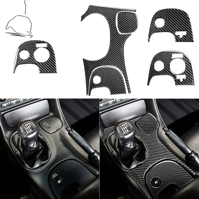 

For Chevrolet Corvette C5 98-04 Carbon Fiber Sticker Gear Shift Plane Center Console Panel Water Cup Panel Cover Trim