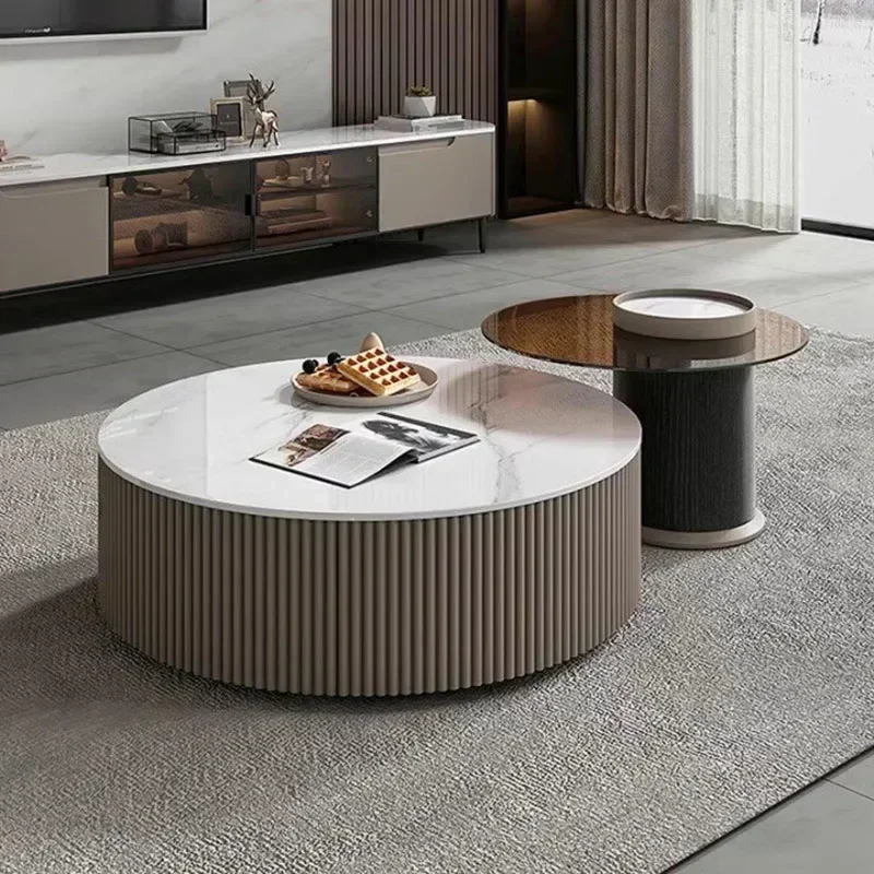 مجموعات صغيرة منخفضة طاولة صغيرة الحد الأدنى تصميم دائري التصميم الحديث طاولة رخامية نمط زجاجي ميسا مساعد صالون أثاث المنزل