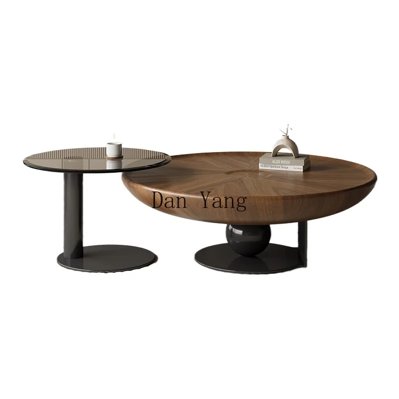 Light luxury high-end round flying saucer coffee table side table combination Italian minimalist living room small apartment