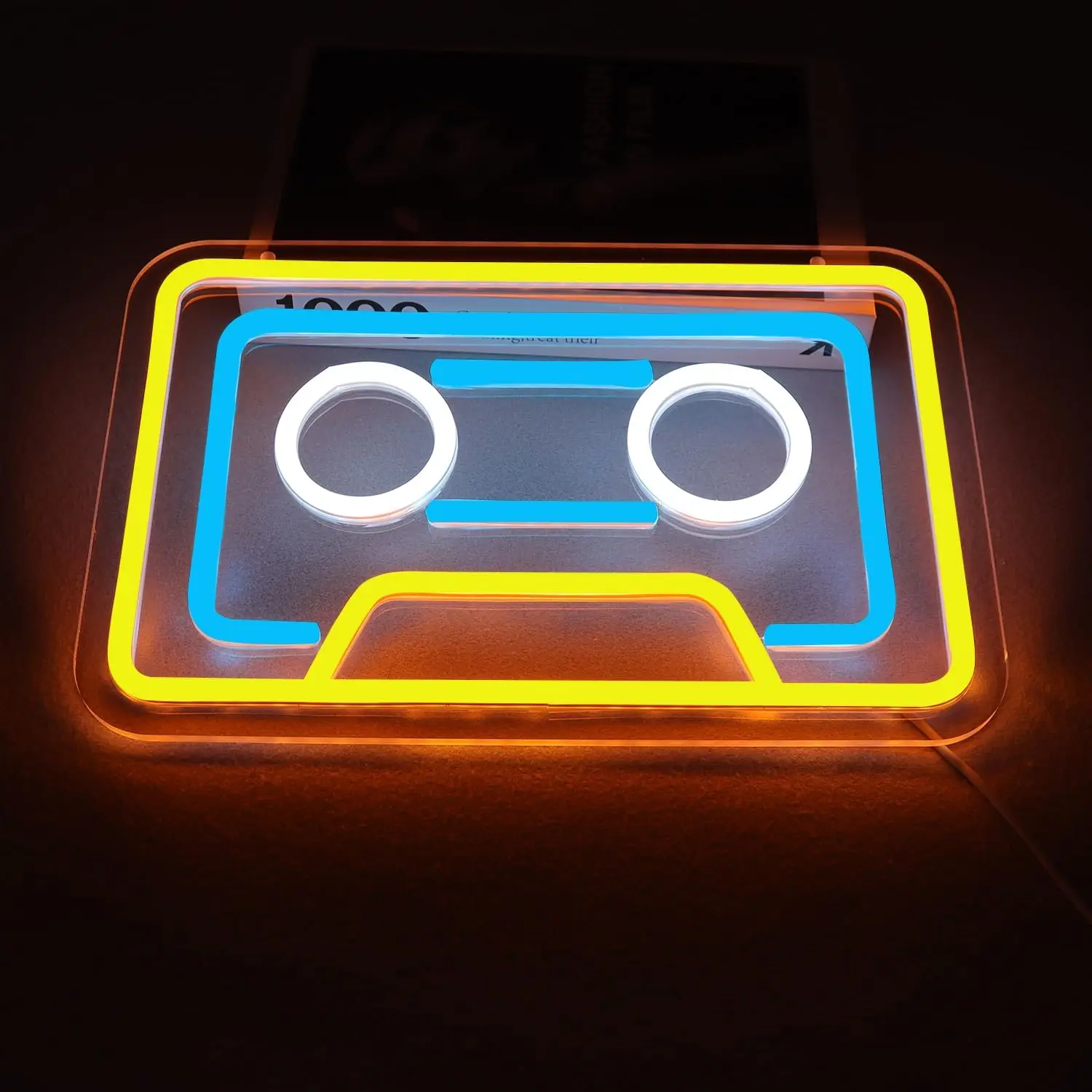 เทปคาสเซ็ตเพลงป้ายนีออน USB หรี่แสงได้ LED Neon Light สําหรับห้องเล่นเกมห้องนอน Retro Music Studio Bar ตกแต่งของขวัญ