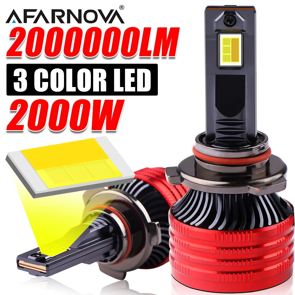 LED Headlight H4 LED Bulbs Fog Light Halogen Replacement Auto H7 6500K 4300K 3000K 3 Colors Front Lights H3 9005 HB3 9006 2000W