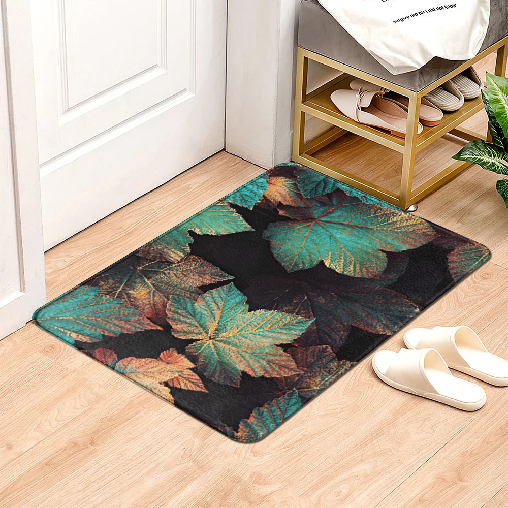 Tropical Green Leaf Bath Mat Bathroom anti slip Bath Rugs Carpet Green Leaves Flowers Home Decor Doormat Soft Entry Door Mat