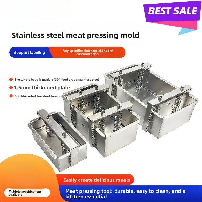 304 Stainless Steel Meat Press Mold for Bacon Beef Mutton Yogurt Block Maker Tool Kit