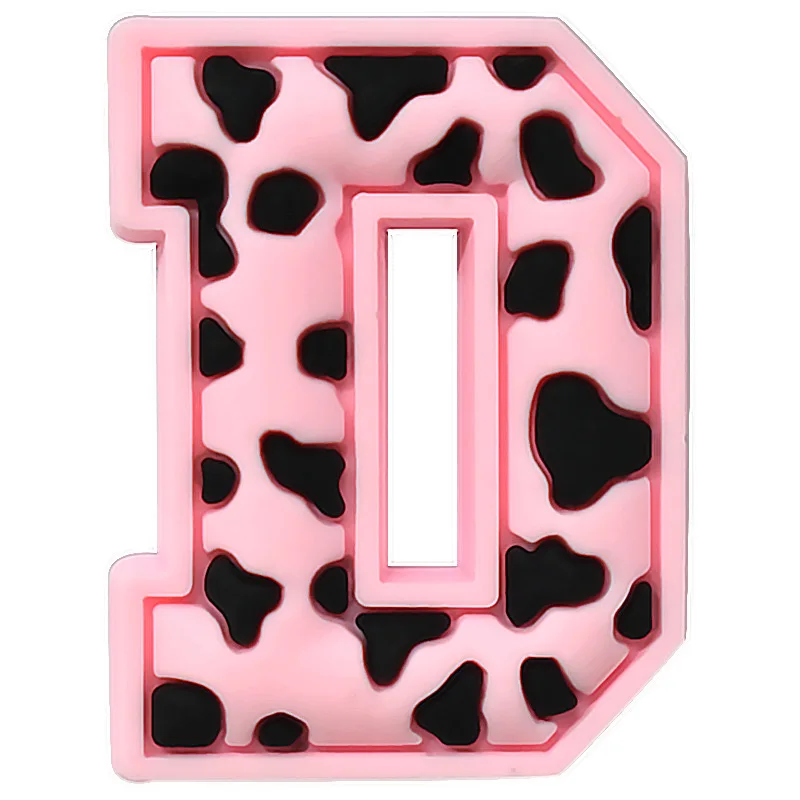 1pc Leopard Print English Alphabet Shoe Decoration Charms, Plastic DIY Accessories For Clogs Sandals, Detachable