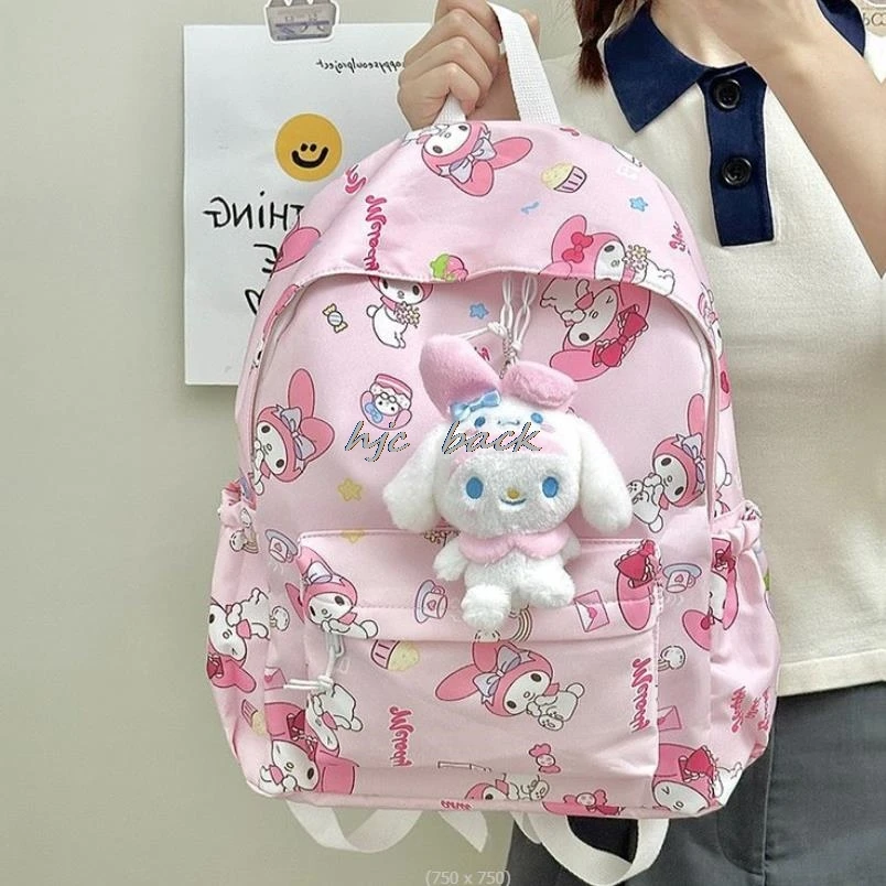 Lovely Kuromi Melody Ladies Large Capacity Backpack Girls Backpack Casual Waterproof Nylon Backpack Fashion Travel Bag School