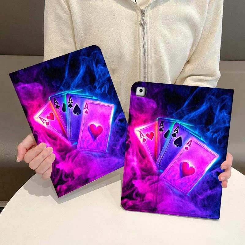 

Neon Smoke Poker Ace For iPad Pro Air Mini 1 2 3 4 5 6 7 7th 8th 9th 10th 11th 10.2 9.7 10.5 10.9 11 2024 2025 Tablet Case