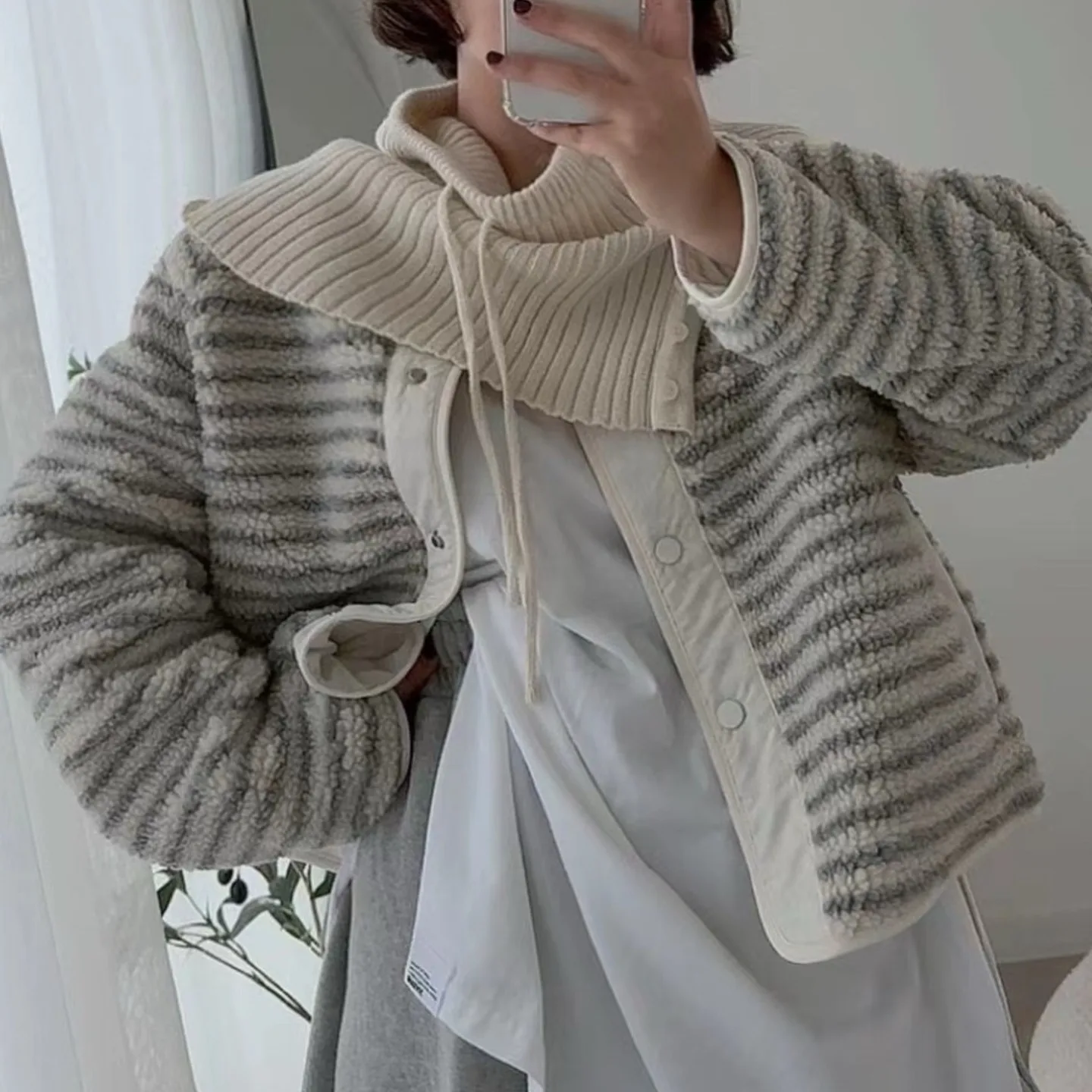 أنيقة الخريف الشتاء الدافئة معطف فرو الضأن شريط تصميم تنوعا يمكن ارتداؤها ملابس خارجية Ele Sle المرأة ort القطن Jaet