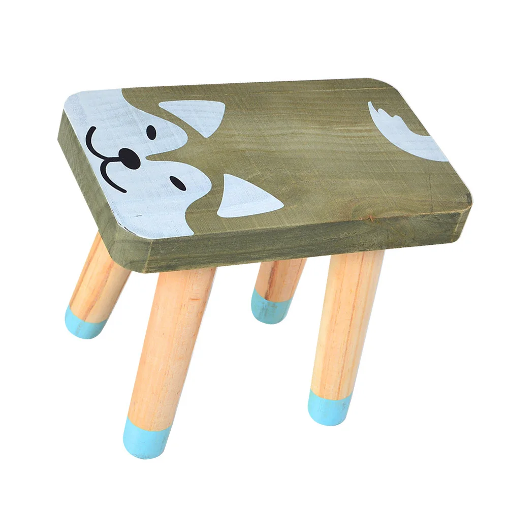 1Pcs Animal Wooden Footstool Creative Pattern Stool Lightweight Safe Reliable Household Use Wood Footstool