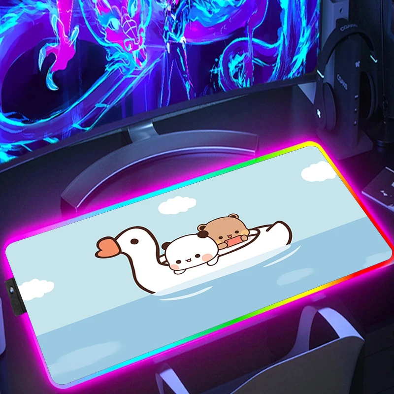 BuBu DuDu Cute Extended Mouse Pad Pc Accessories Backlight Gaming Mousepad Cool Large Rgb Desk Protector Gamer Keyboard Mat Xxl