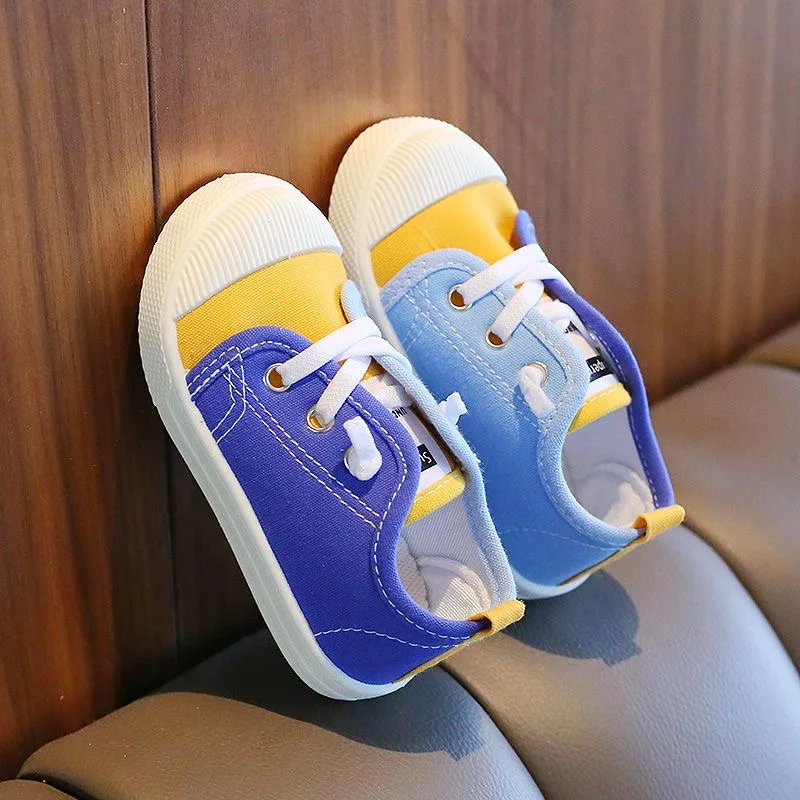 Boys Canvas Shoes Sneakers Girls Tennis Shoes Lace-up Children Footwear Toddler Yellow Chaussure Zapato Casual Kids Canvas Shoes