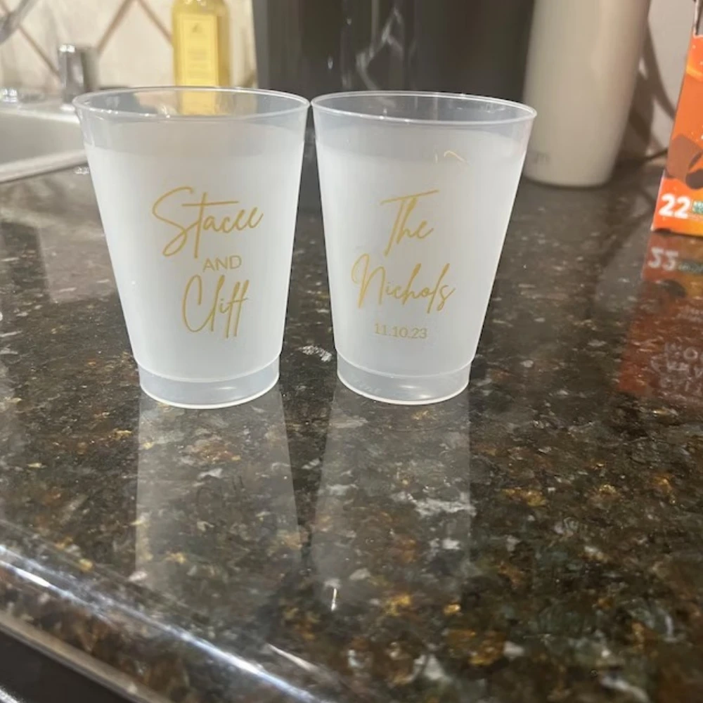 

Personalized Frosted Cups for Wedding Favors, Custom Plastic Cups, Birthday Party, Drink Cup