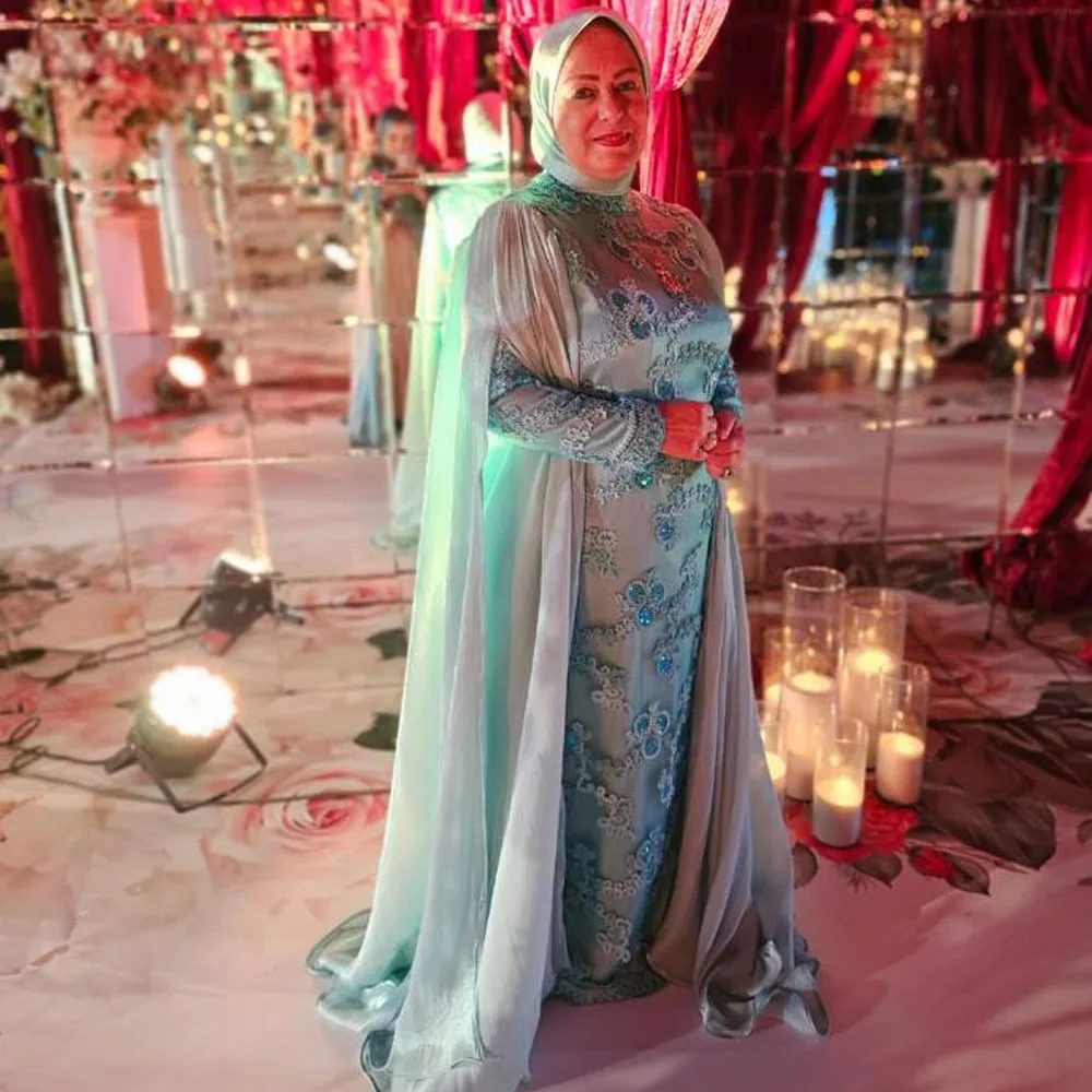 فساتين أم العروس في الشرق الأوسط مخصصة لحفلات الزفاف من الدانتيل فستان سهرة إسلامي طويل مقاس كبير ملابس دبي العربية