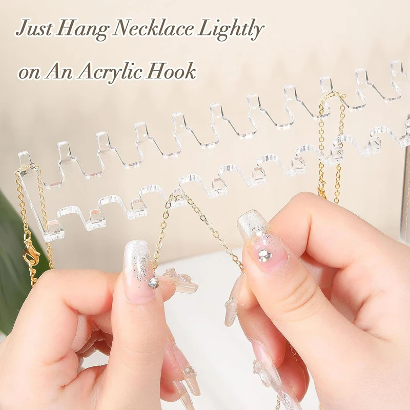 DIY مجوهرات المنظم عرض موقف الاكريليك قلادة معلقة كونترتوب الرف لسلاسل أقراط أساور عرض تخزين الرف #4