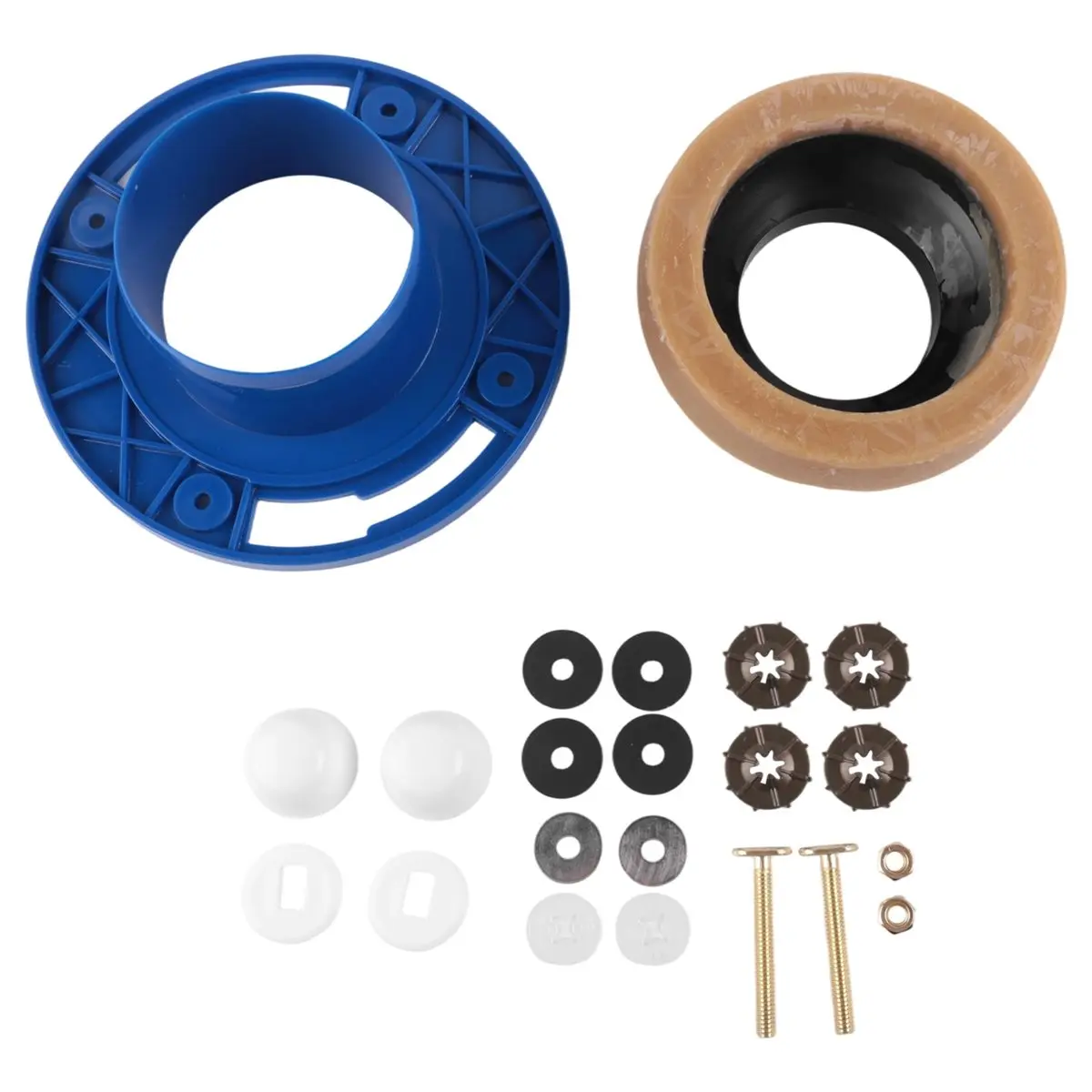 A47T Toilet Flange with Wax Ring for Toilets Replacement Kit Includes Bolts PVC Toilet Flange Repair Kit , Fit Toilet Install