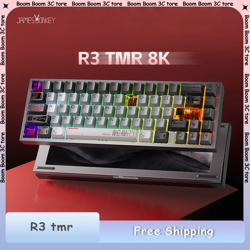 

JamesDonkey R3 TMR 8K клавиатура с магнитным переключателем, проводная механическая клавиатура, алюминий RT0,01 мм, 8000 Гц, игровая клавиатура, аксессуары для ПК